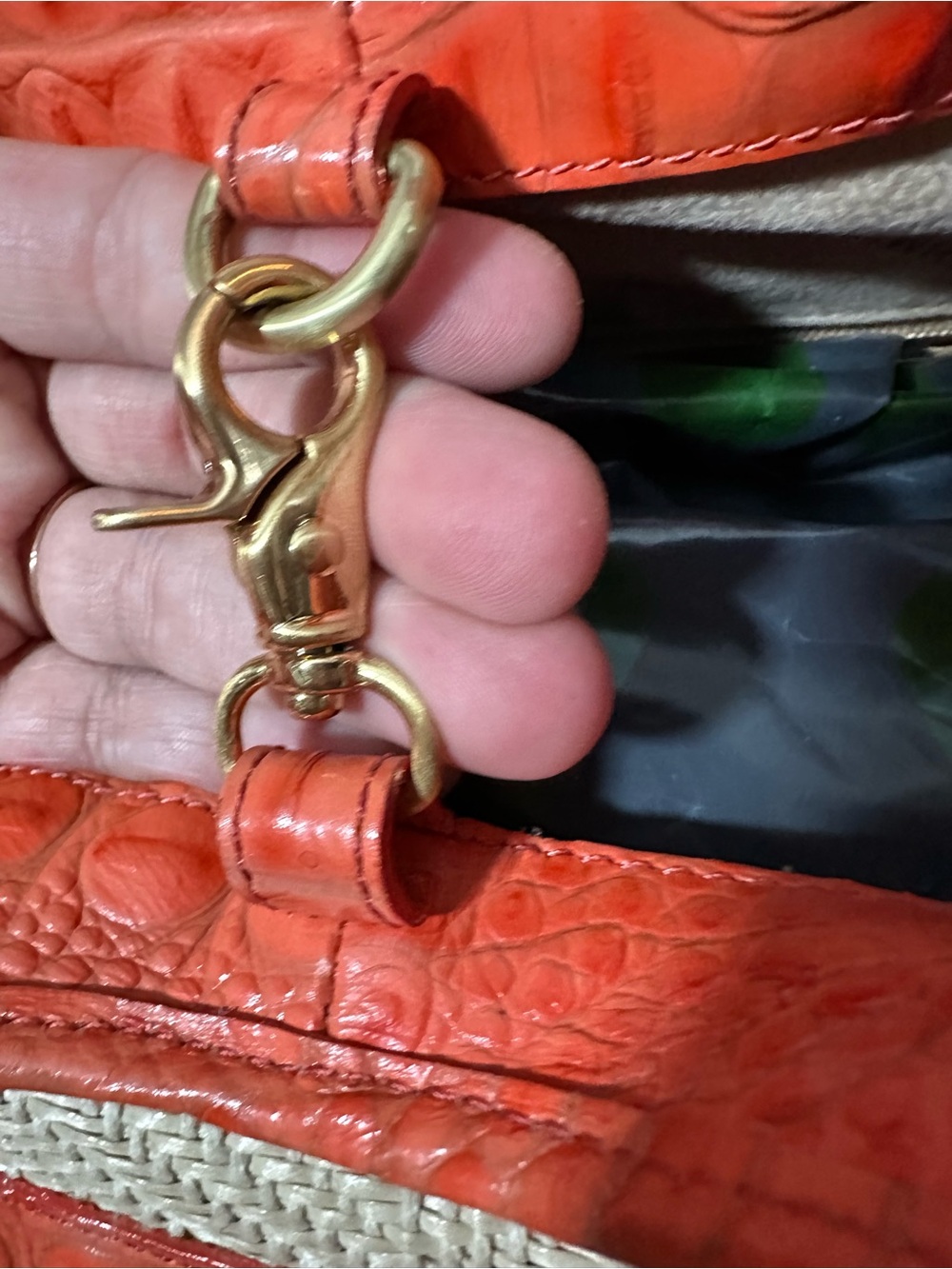 Brahmin orange leather and raffia tote entry - Picture 4 of 15